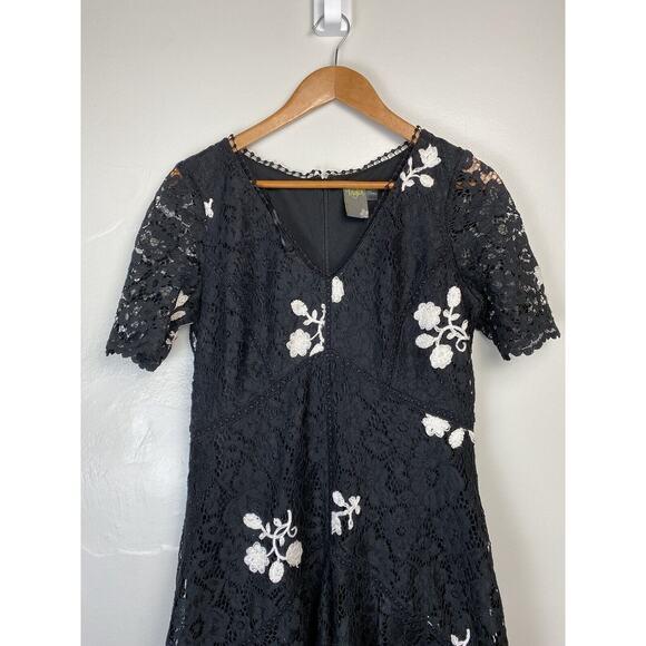 Black Lace Whimsigoth Witchy Goth Dark Romantic Fairy Grunge Sheer Size 10 - Picture 3 of 9